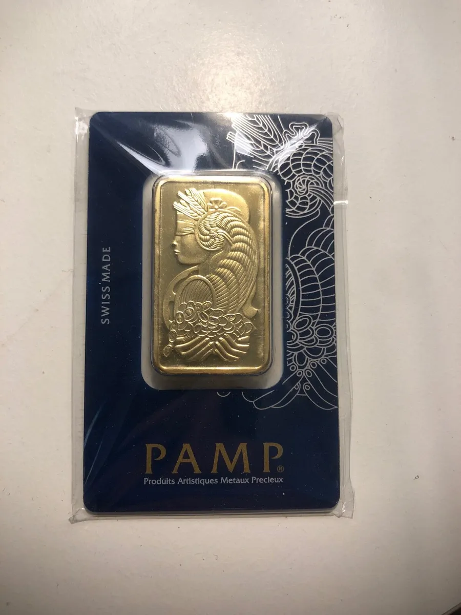 1 oz 24 k gold plated bar/ pamp - Image 1