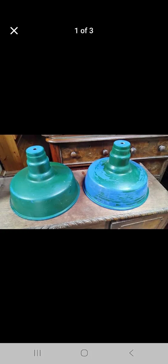 2 x industrial lampshades