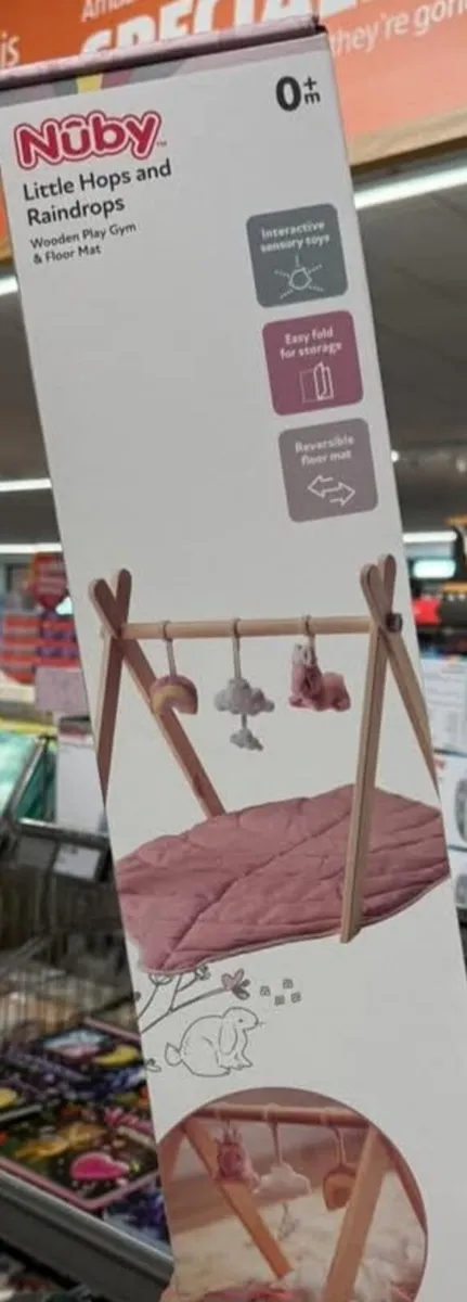 Nuby Little Hops and Raindrops Wooden Play Gym - Image 2