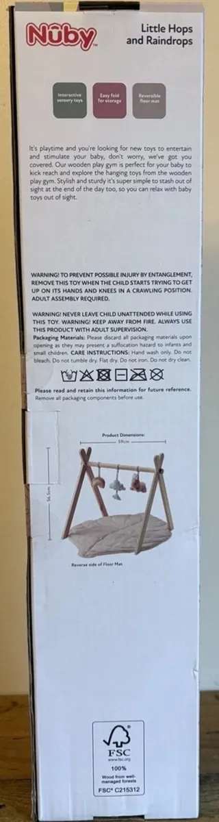 Nuby Little Hops and Raindrops Wooden Play Gym - Image 4