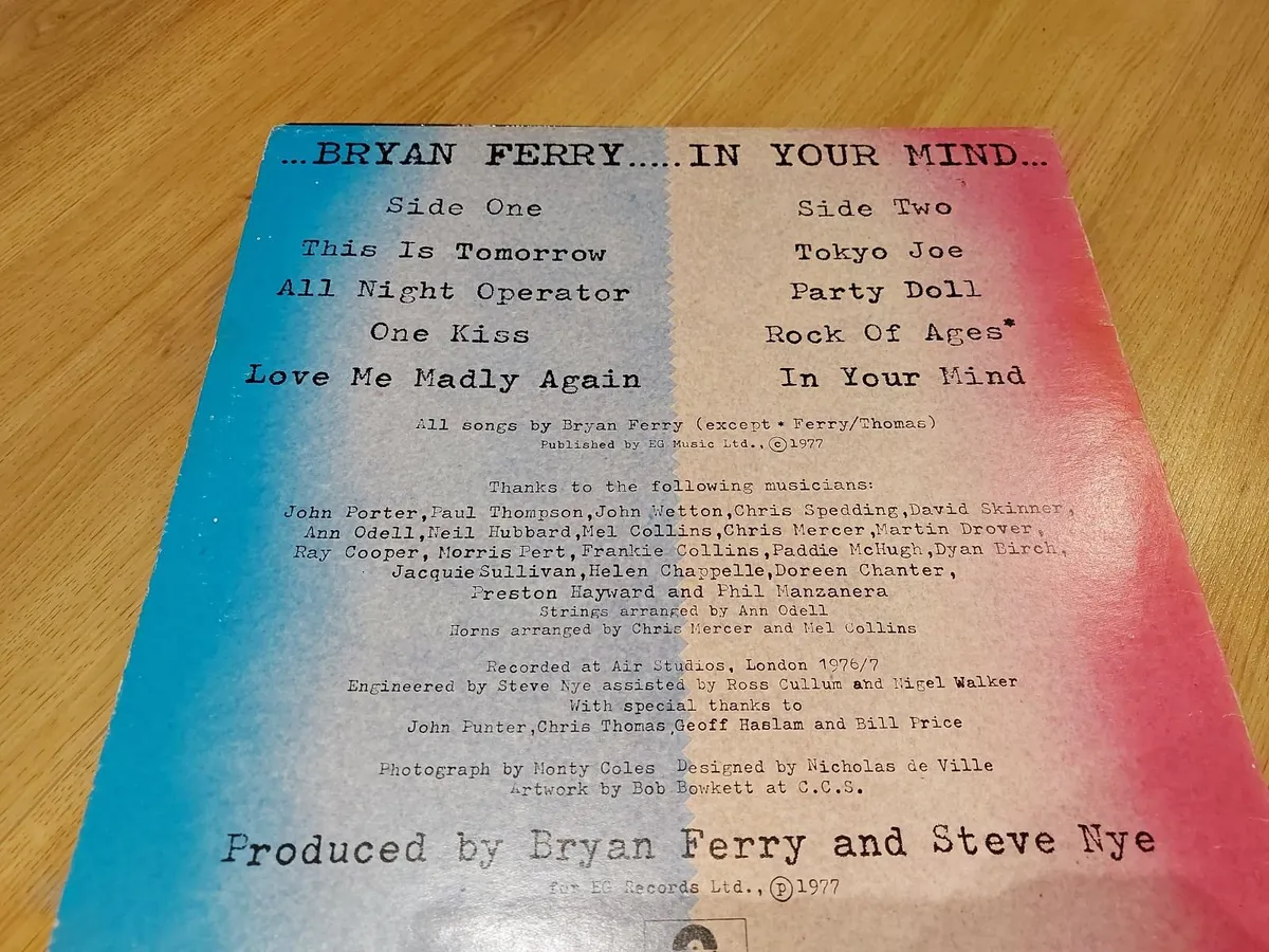 BRYAN FERRY - IN YOUR MIND - VINYL RECORD LP - Image 2