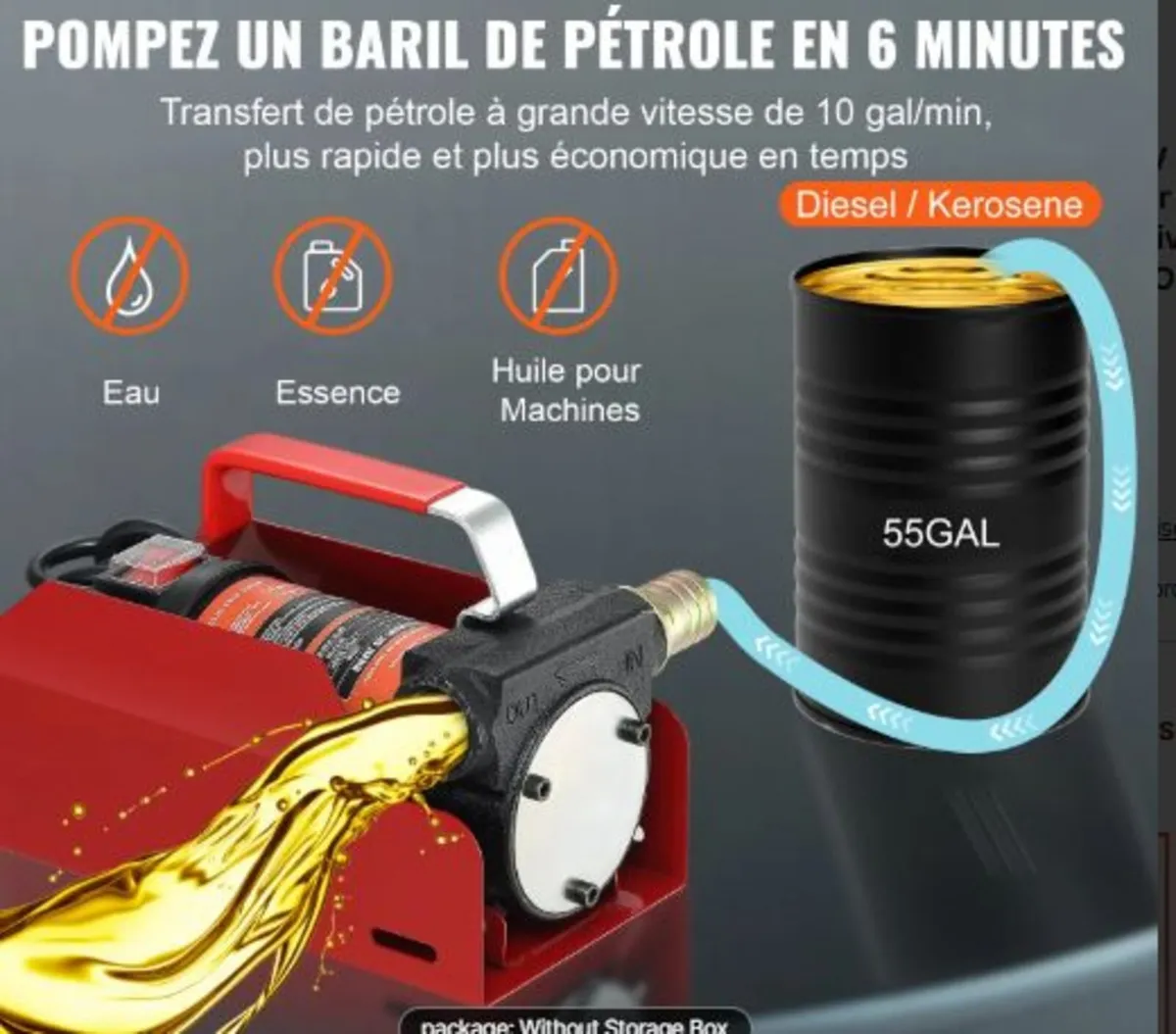 Fuel Transfer Pump, 12V DC 37.9 LPM 798.6 cm Lift - Image 4