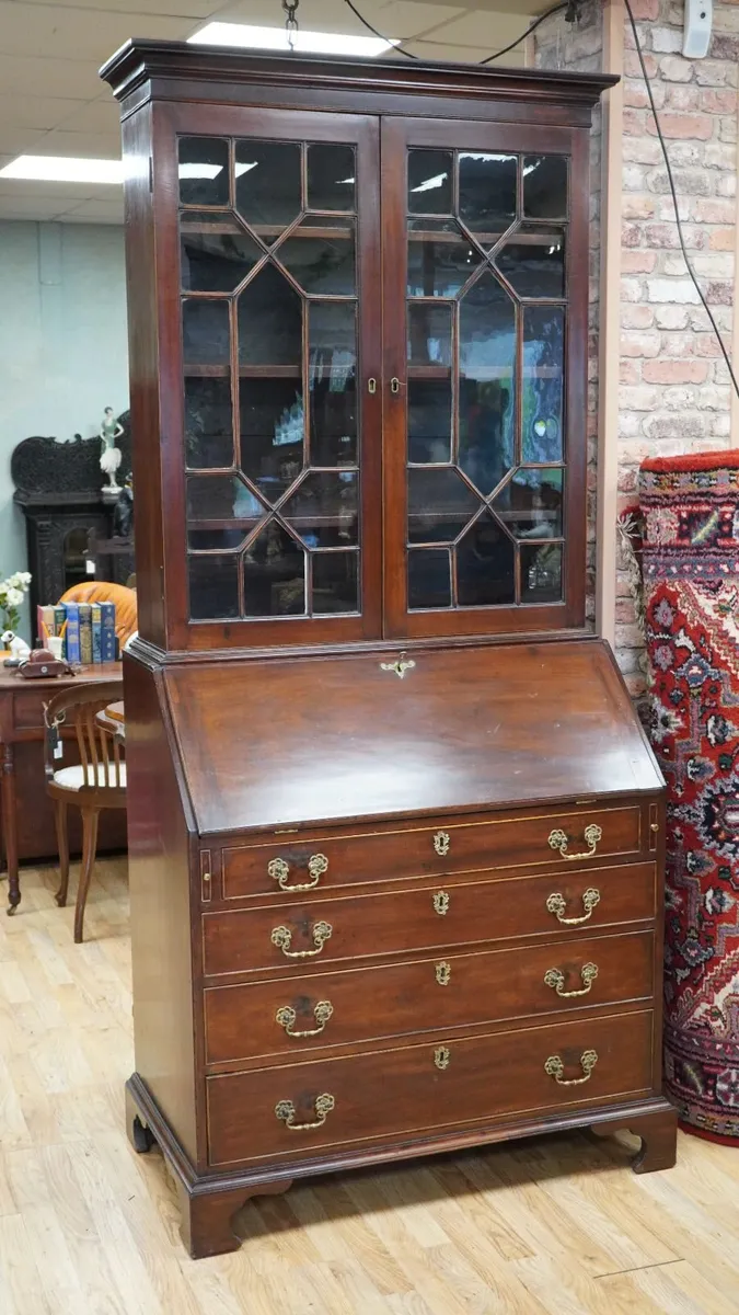 Georgian Mahogany Bureau Bookcase - Image 2
