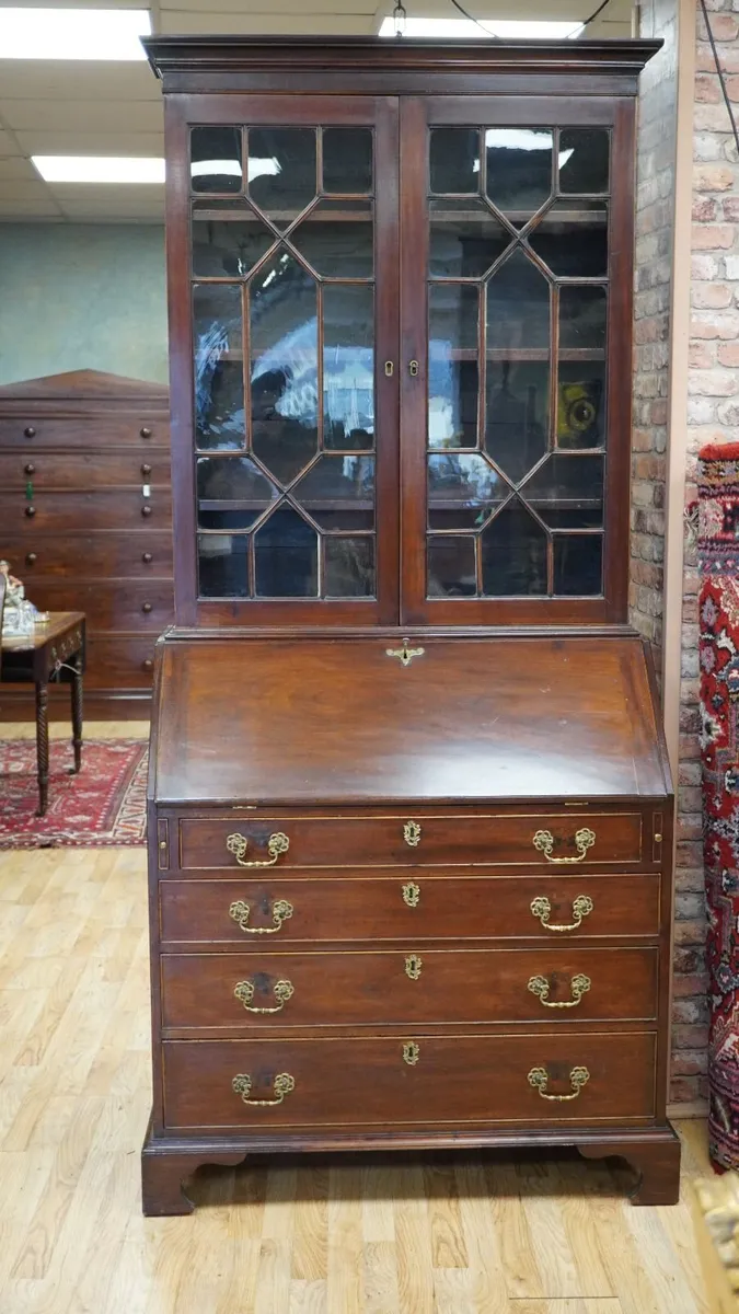Georgian Mahogany Bureau Bookcase - Image 3