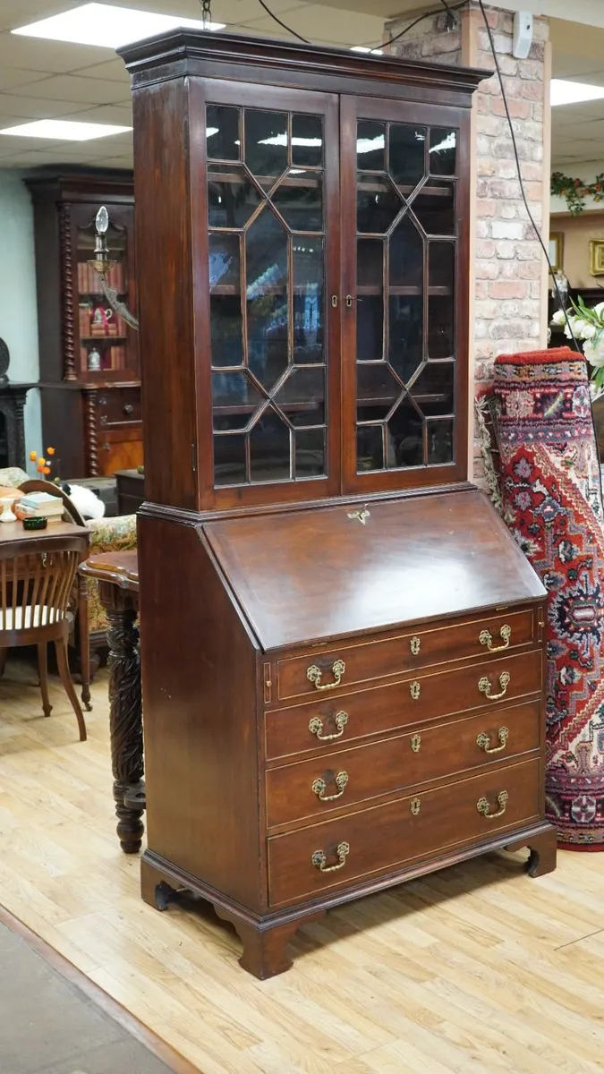 Georgian Mahogany Bureau Bookcase - Image 4