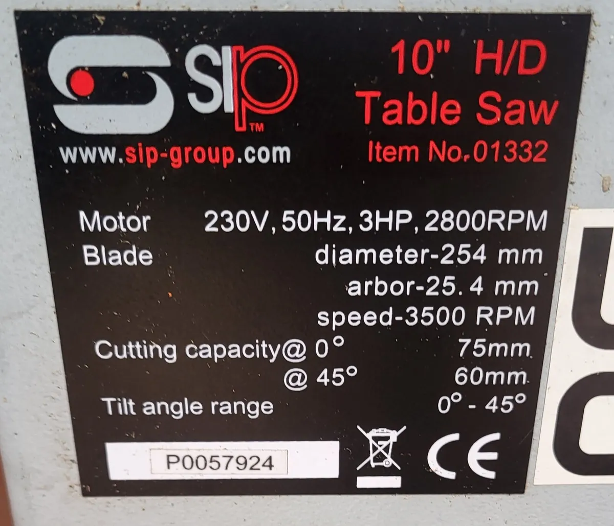 Sip 10 inch table saw - Image 4