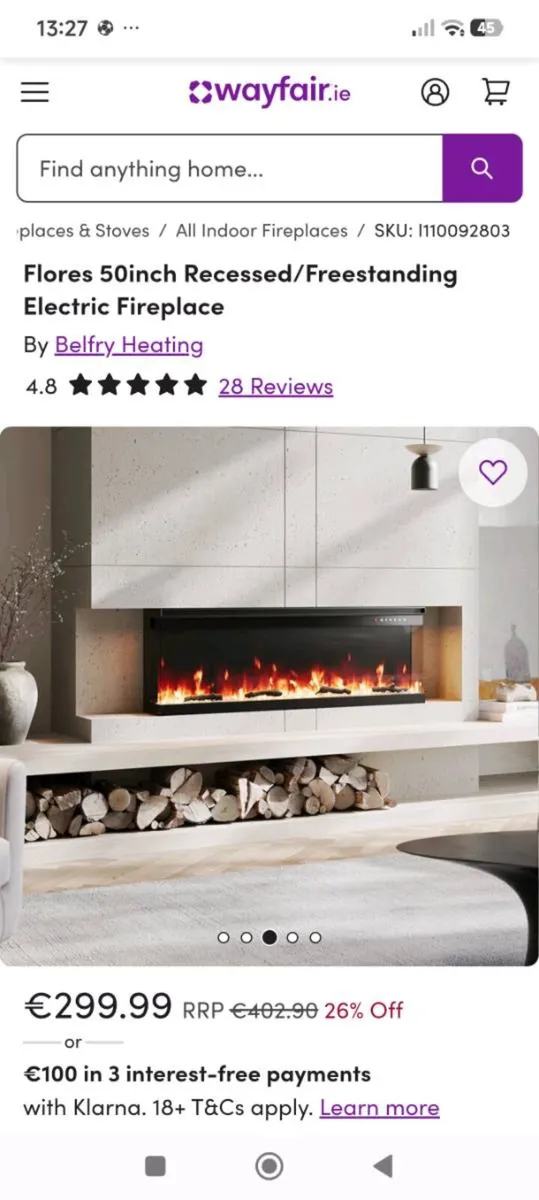 Look 👀 electric inset fire - Image 1