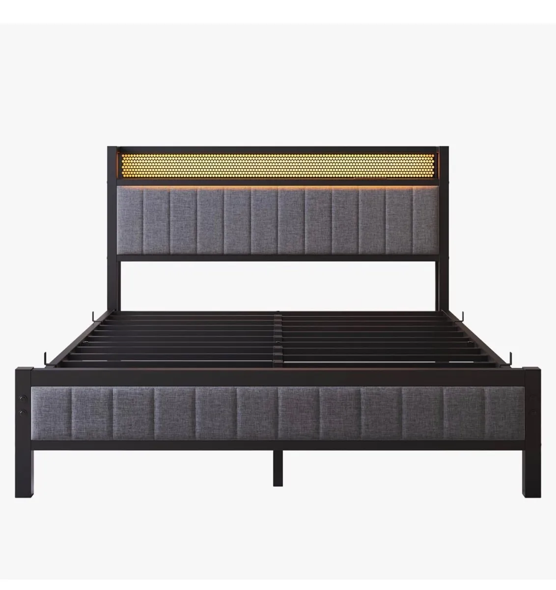 King Size Bed Frame with Upholstered Headboard - Image 2