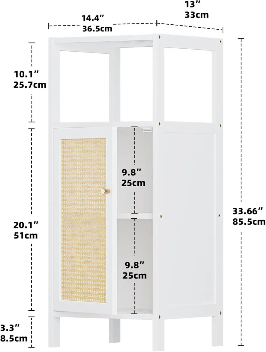Bamboo Cabinet Bathroom Storage with Rattan Doors - Image 3