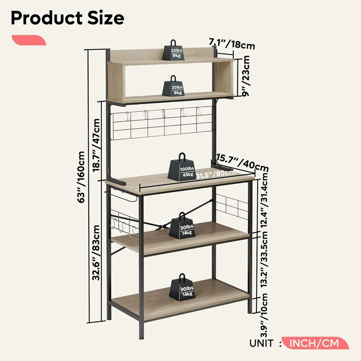 80cm Bread Rack Microwave with 4 Shelves Multi-fun - Image 2