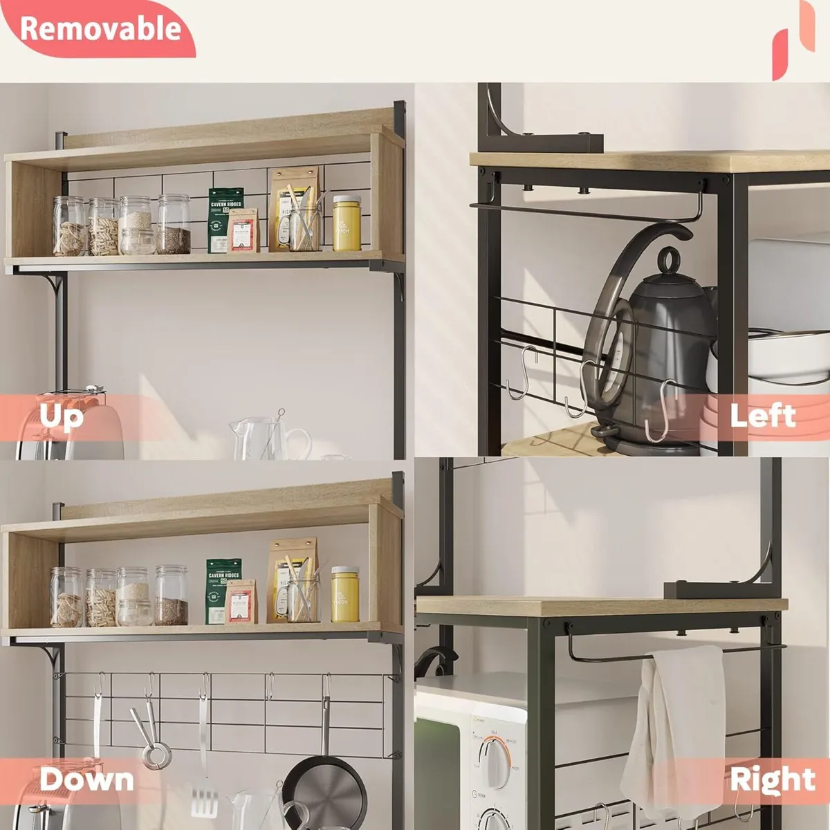 80cm Bread Rack Microwave with 4 Shelves Multi-fun - Image 4