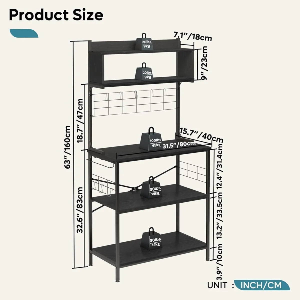 80cm Bread Rack Microwave with 4 Shelves Multi-fun - Image 2