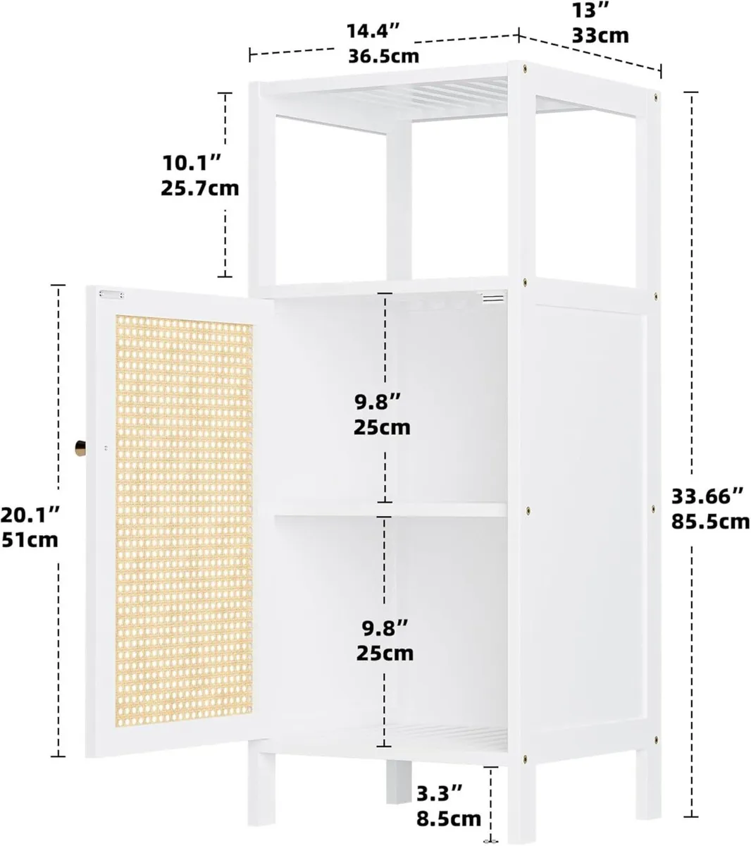 Bamboo Floor Standing Small Bathroom Cabinet with - Image 3