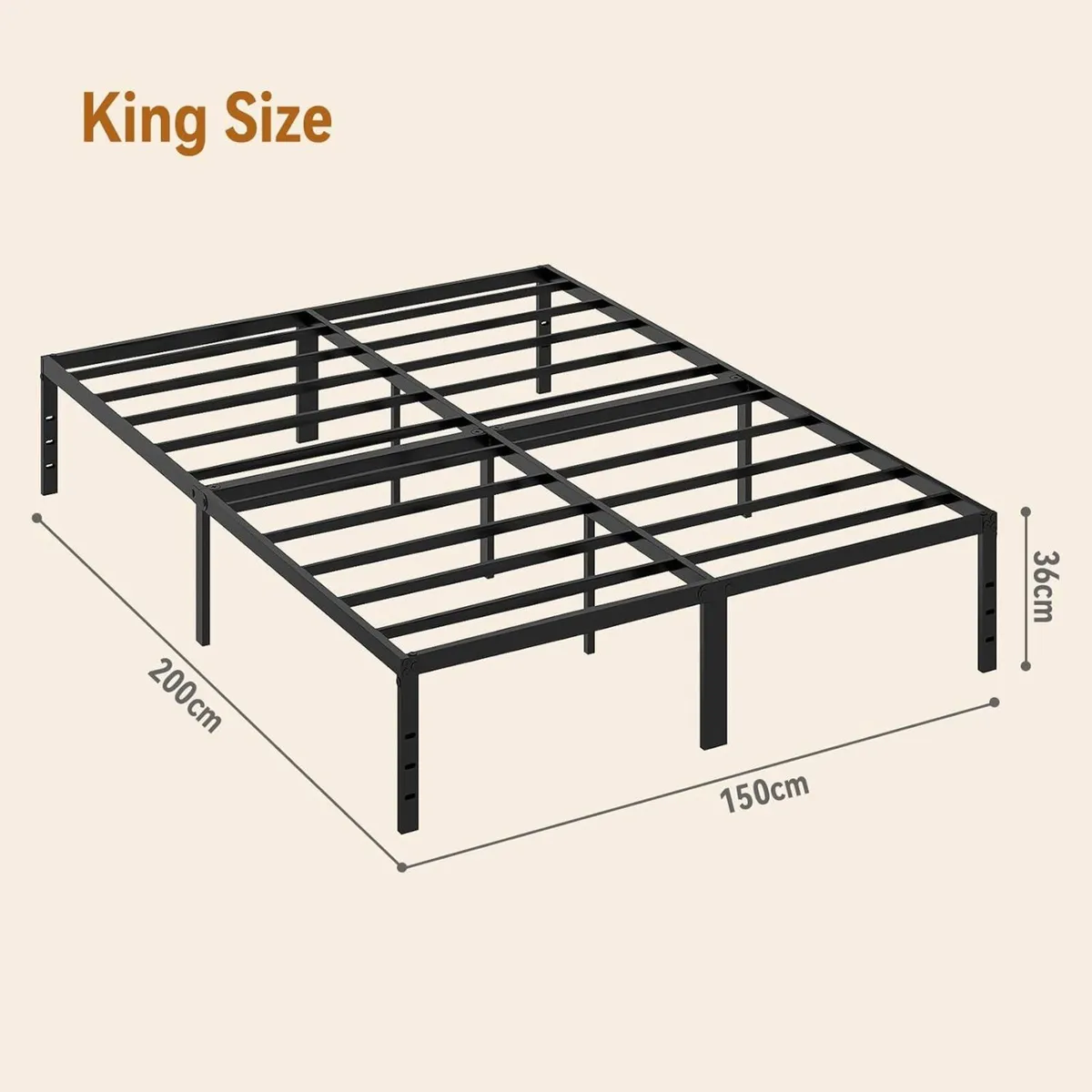 King Size Bed Frame 36CM Metal with Underbed - Image 2