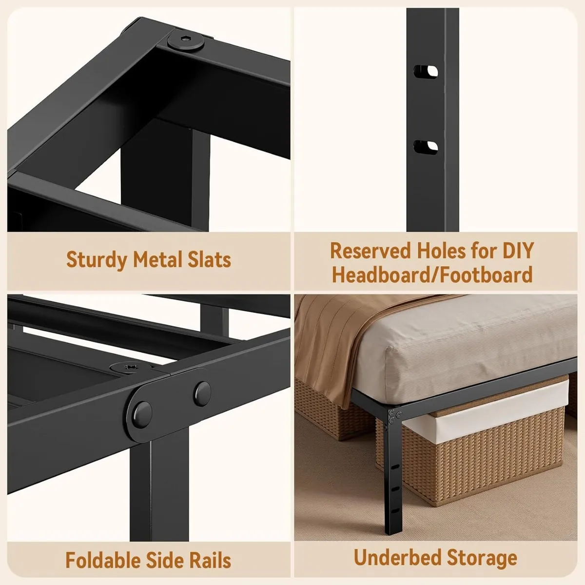 King Size Bed Frame 36CM Metal with Underbed - Image 4