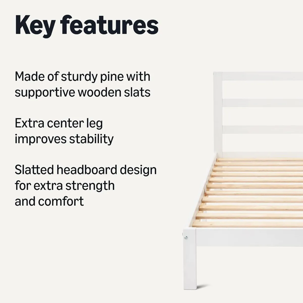 Single Bed Frame with Headboard Solid Pine Wood - Image 3