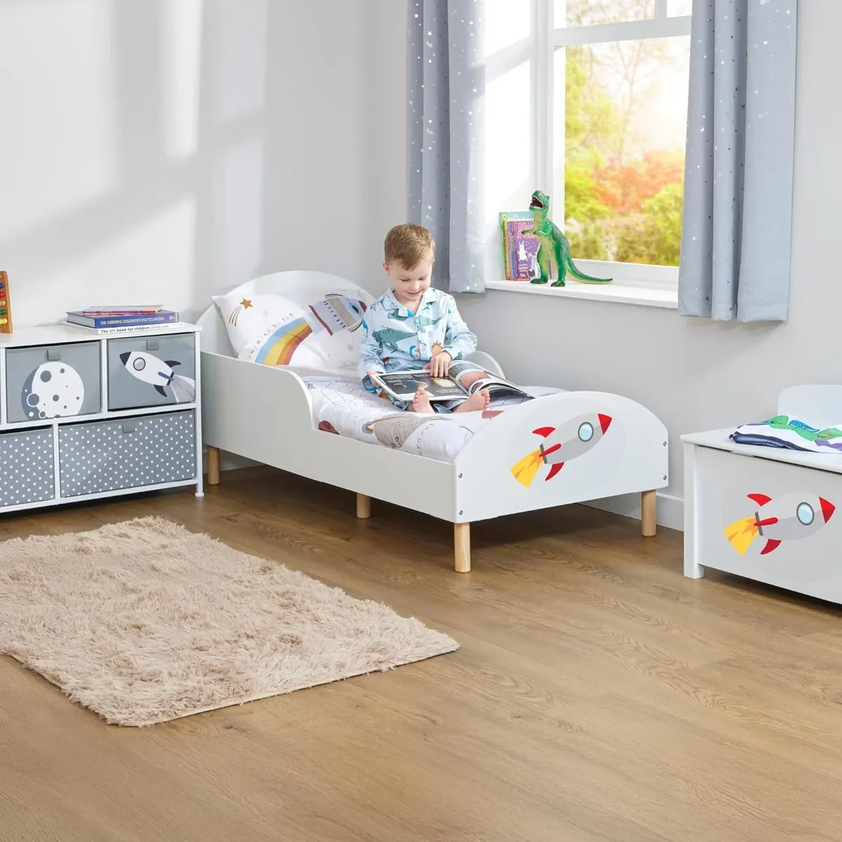 Kids Toddler Bed Rocket White - Image 1