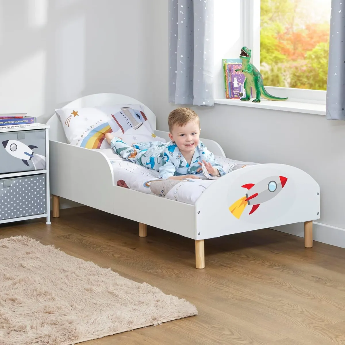 Kids Toddler Bed Rocket White - Image 3