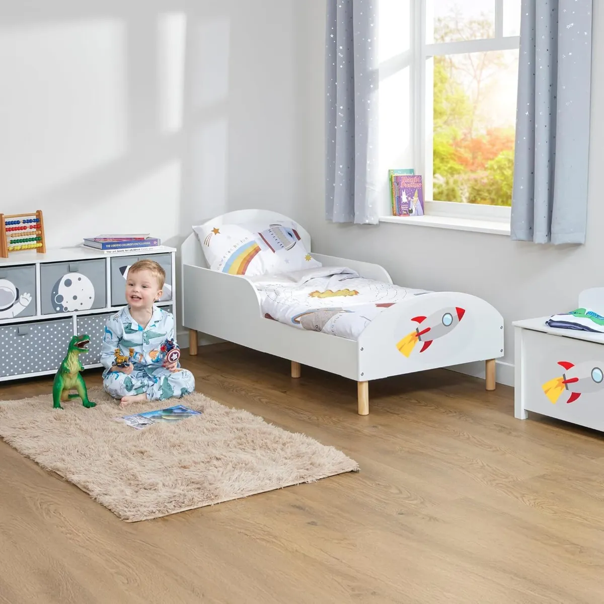 Kids Toddler Bed Rocket White - Image 4
