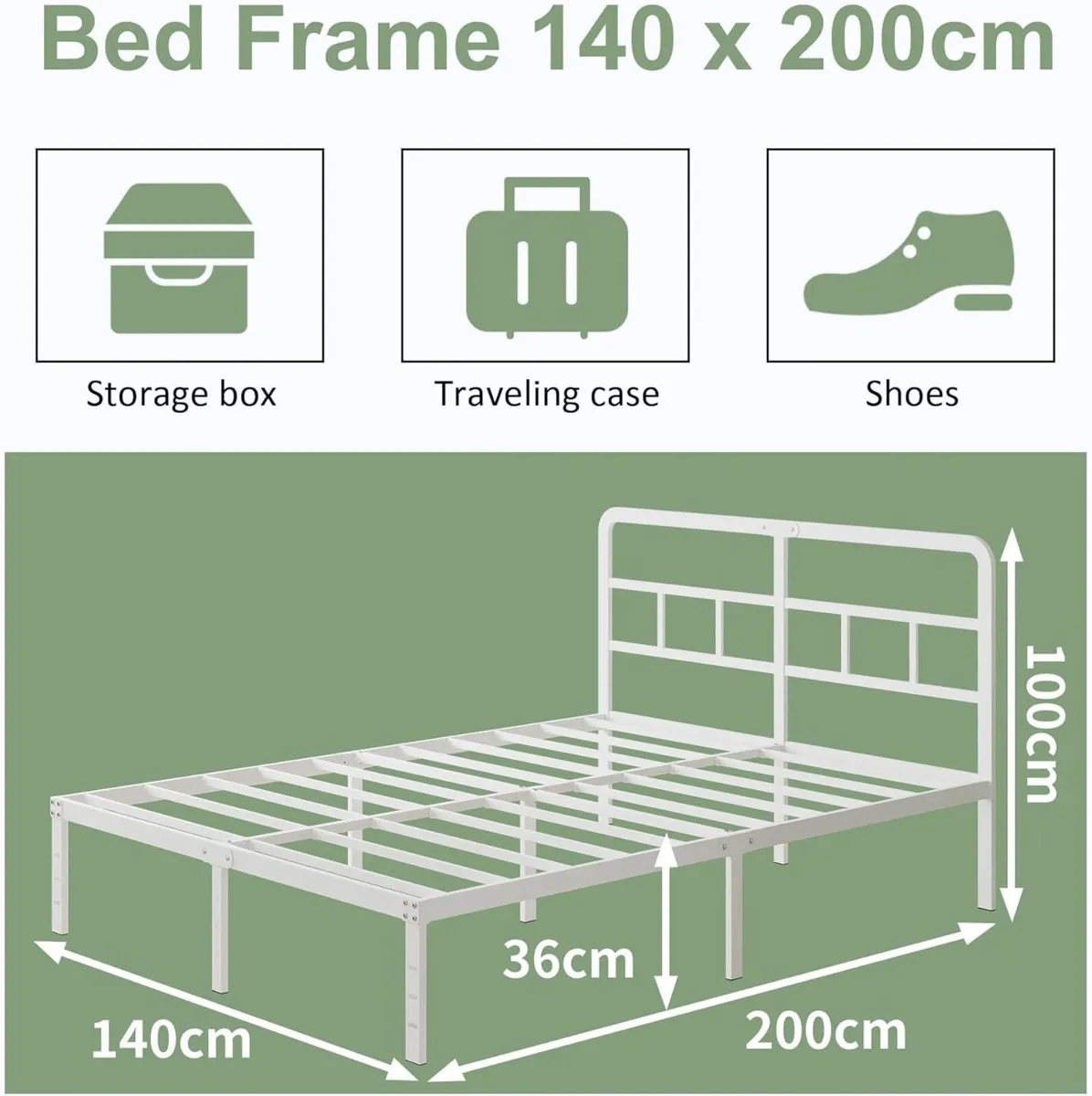 White Double Bed 140x200 with Curved Headboard 36 - Image 2