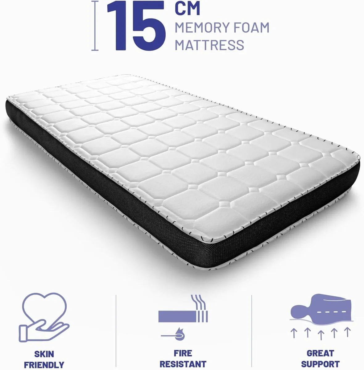 3ft Single Mattress Memory Foam 6 Inch Deep Plush - Image 2