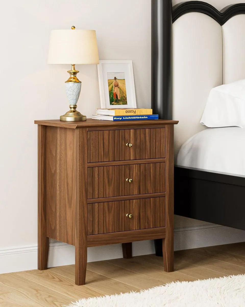 Bedside Cabinet with 3 Drawers Wooden Table - Image 1