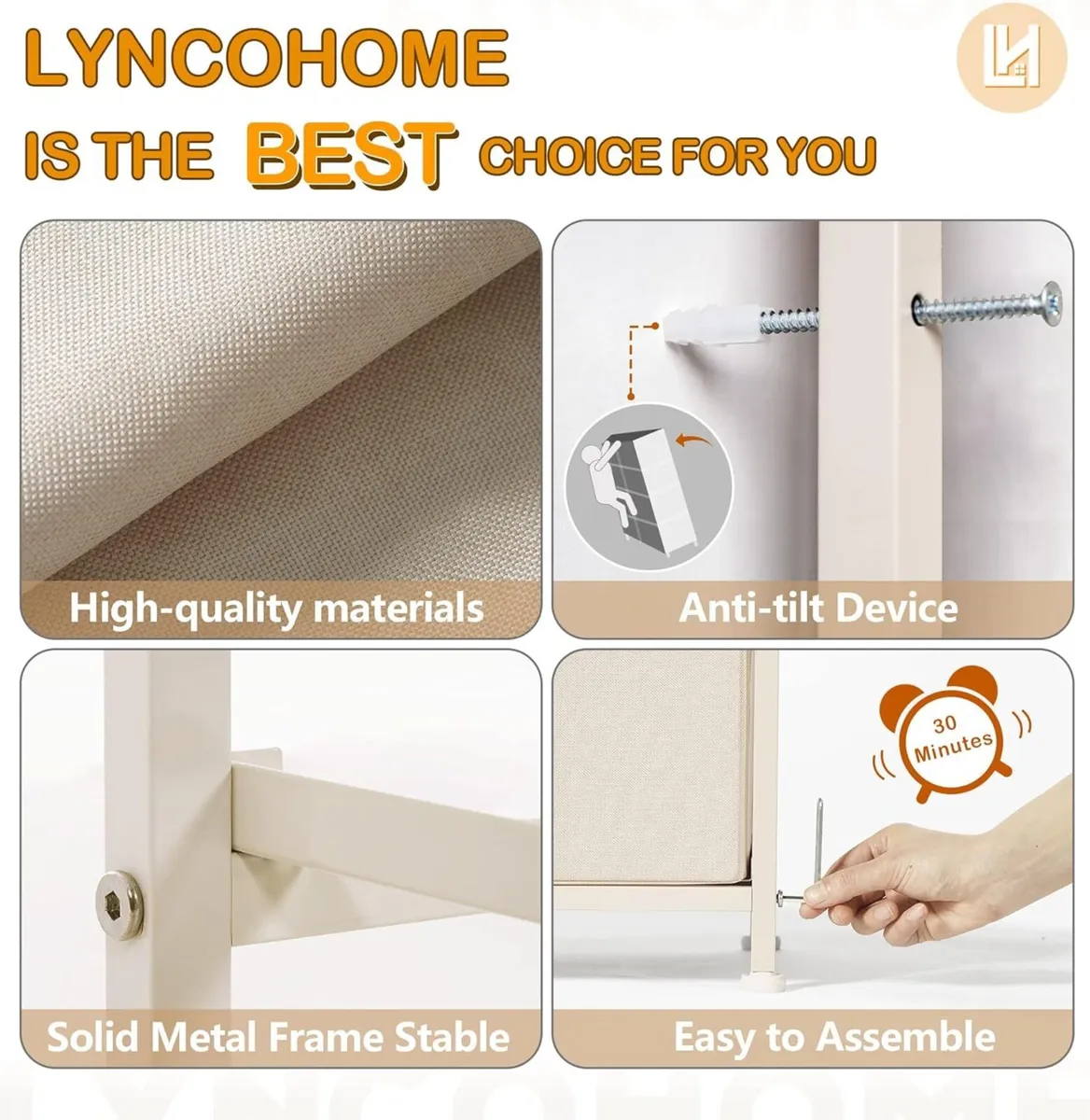 Chest of Drawers Fabric Storage 6 Unit with - Image 4