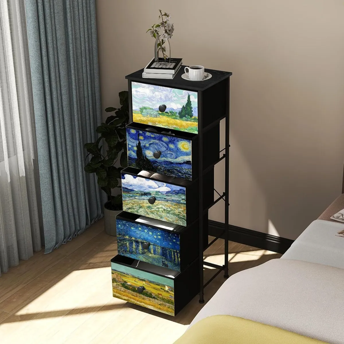 Bedroom Chest of Drawers with 5 Fabric Van Gogh - Image 3