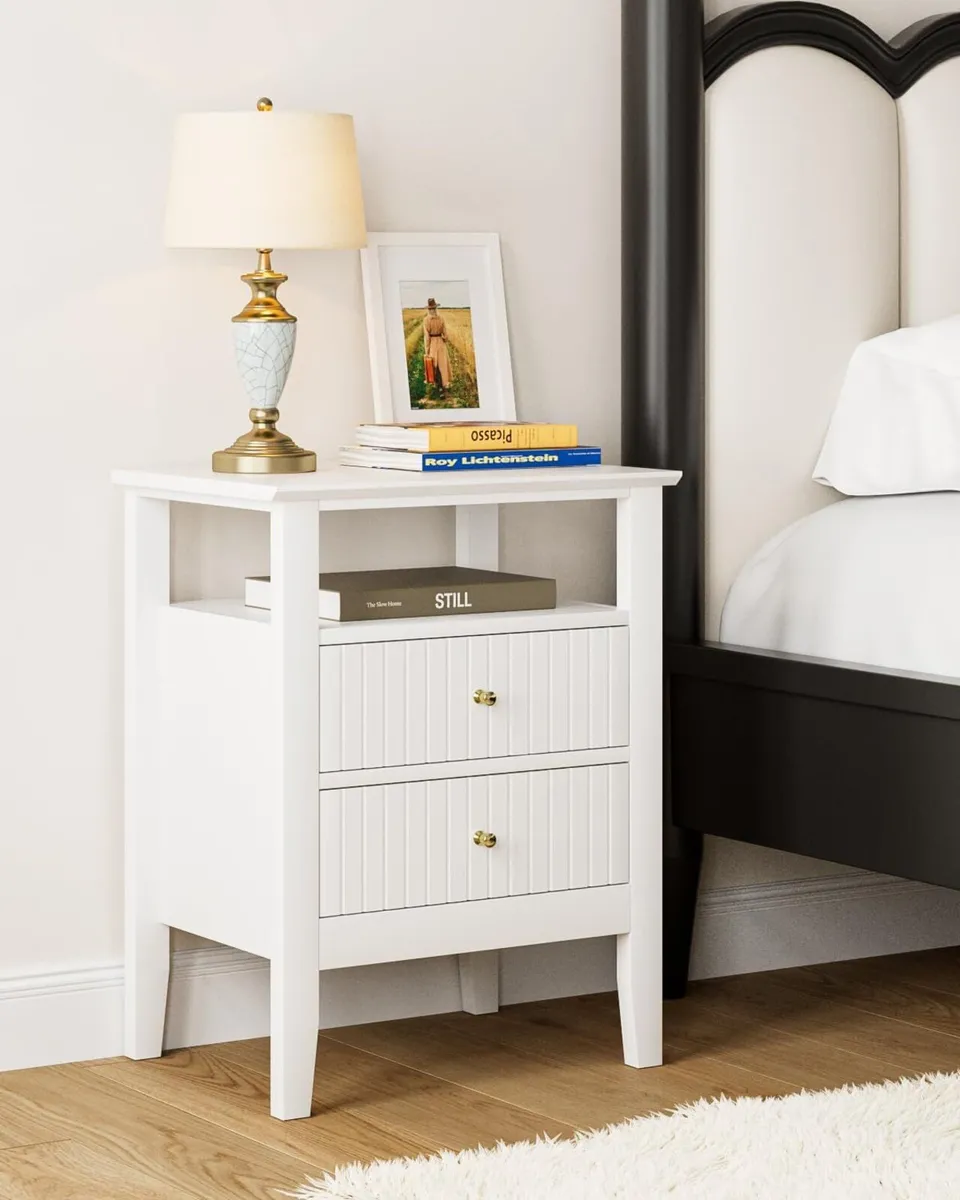 Bedside Table Chest of 2 Drawers Cabinet Wooden - Image 1