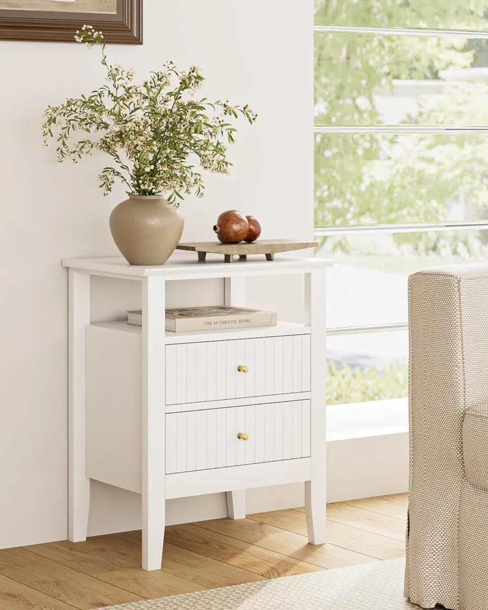 Bedside Table Chest of 2 Drawers Cabinet Wooden - Image 4