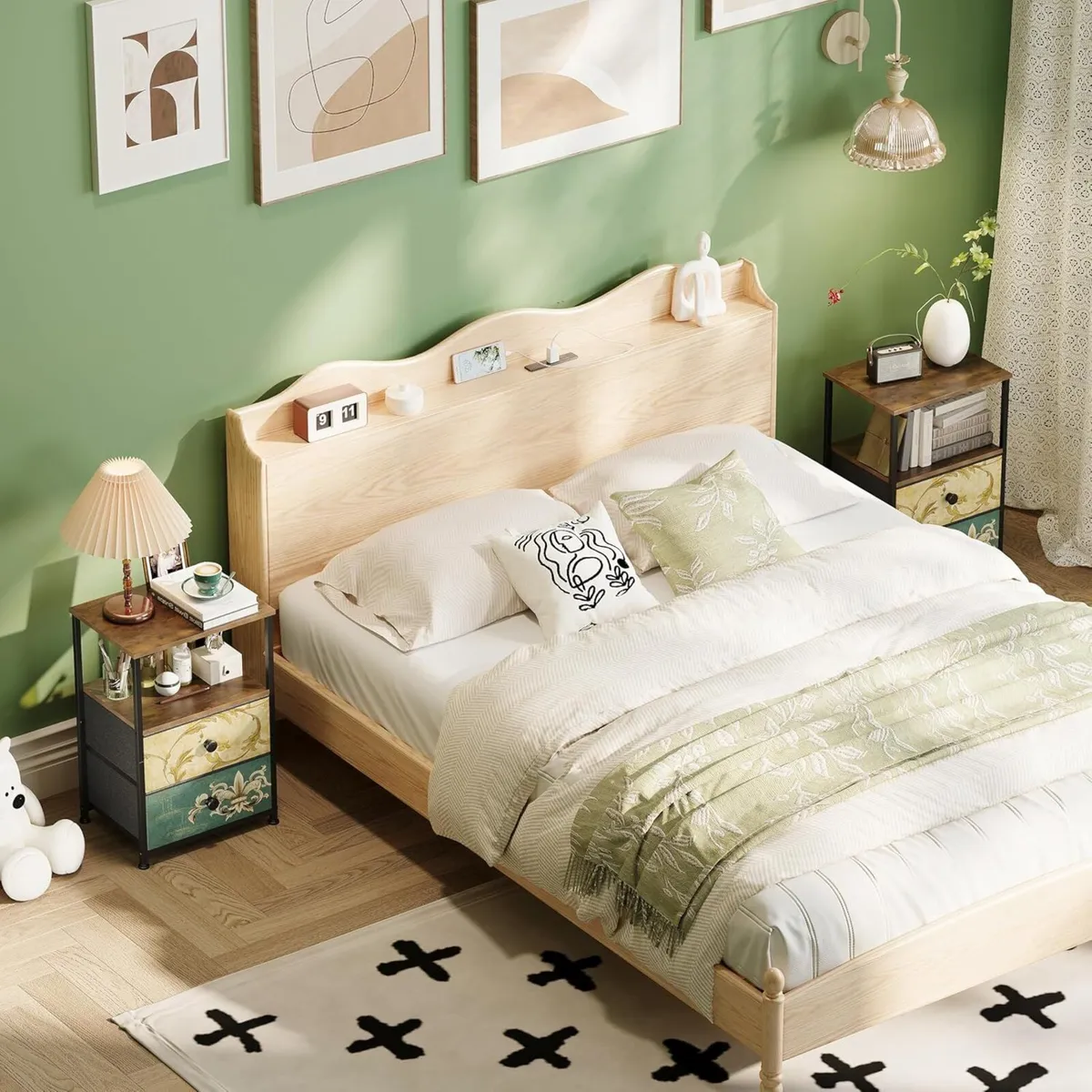 Chest of Drawers 2 Sets Bedside Table with Open - Image 4