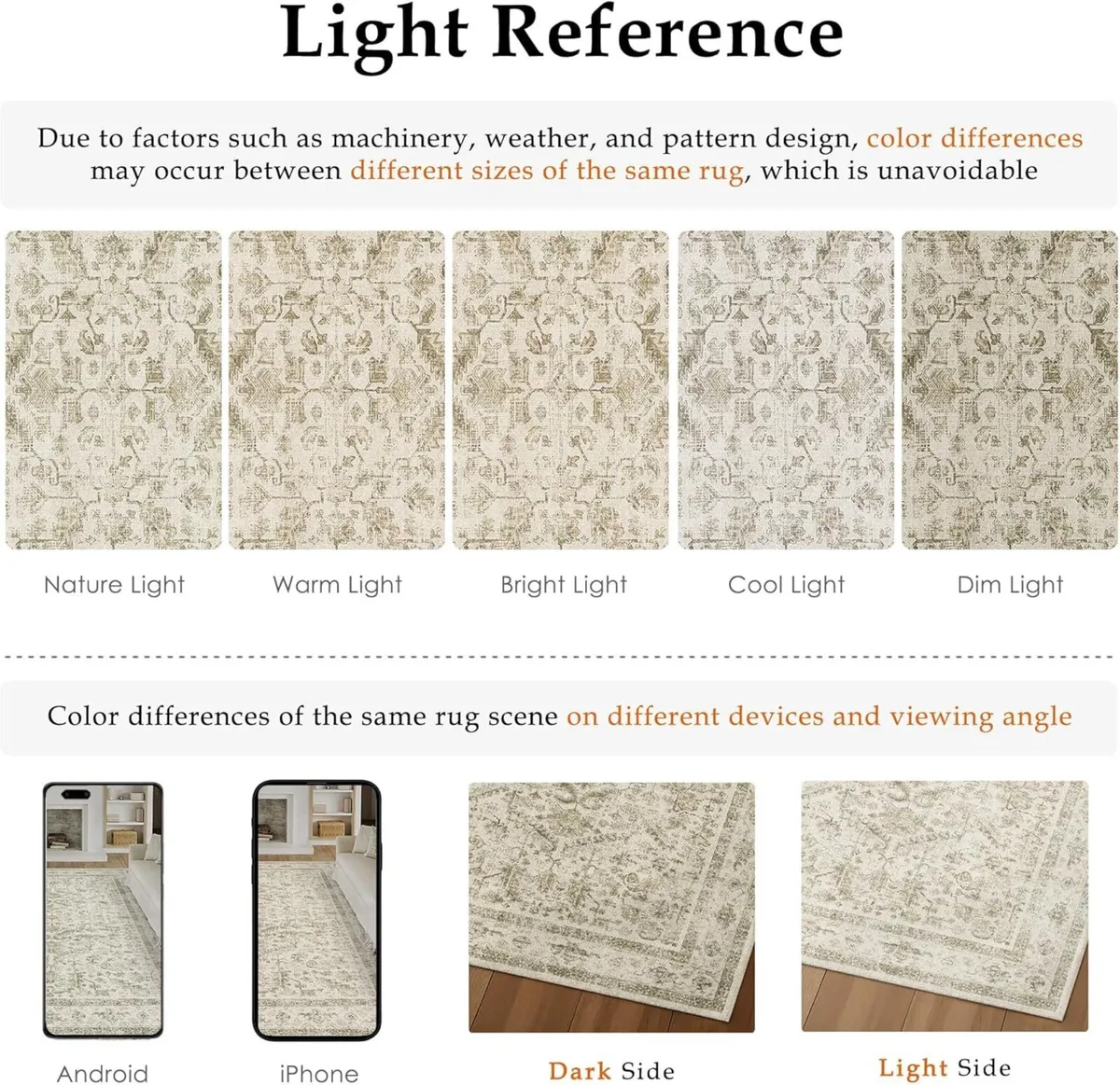 Vintage Washable Beige Rugs Living Room Area Rug - Image 2