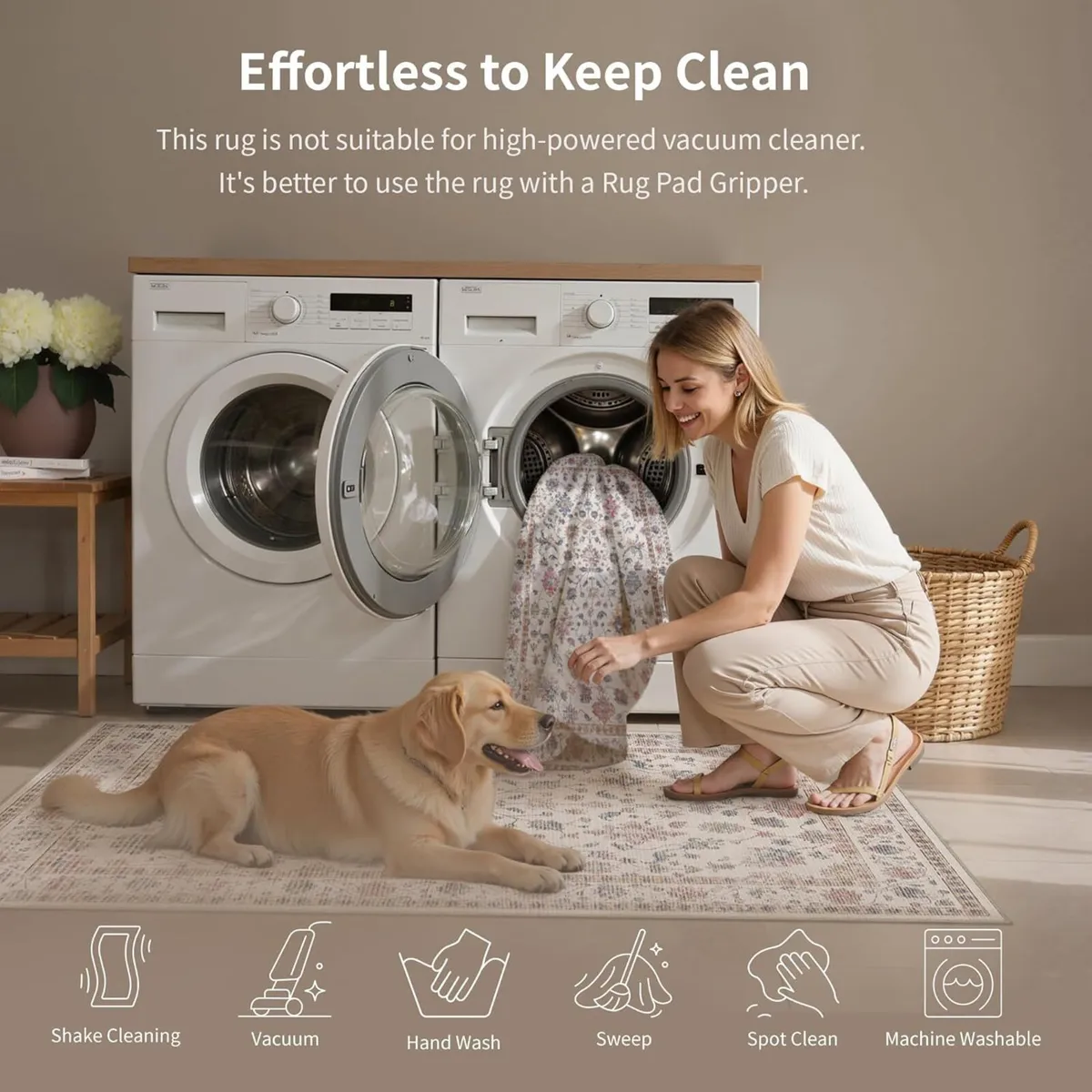 Rugs Living Room 200x300 cm Vintage Washable Non - Image 4