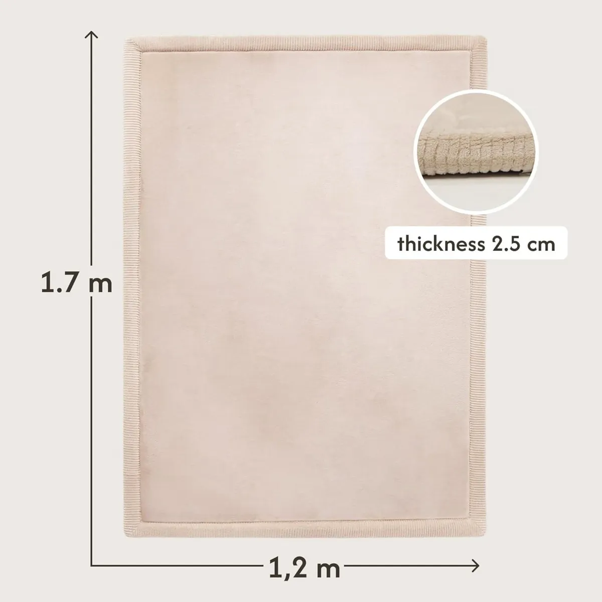 Premium Large Coral Velvet Baby Play Mat 170x120x2 - Image 2