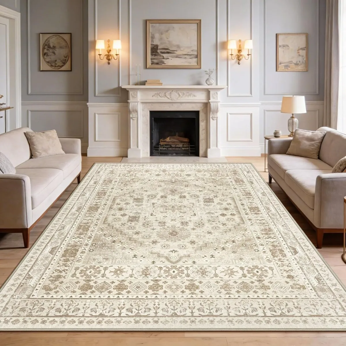 Washable Rugs Living Room 200x300cm Distressed - Image 1
