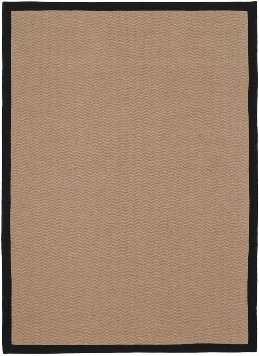 Jute Black Cotton Bordered Rugs Brown Beige - Image 2