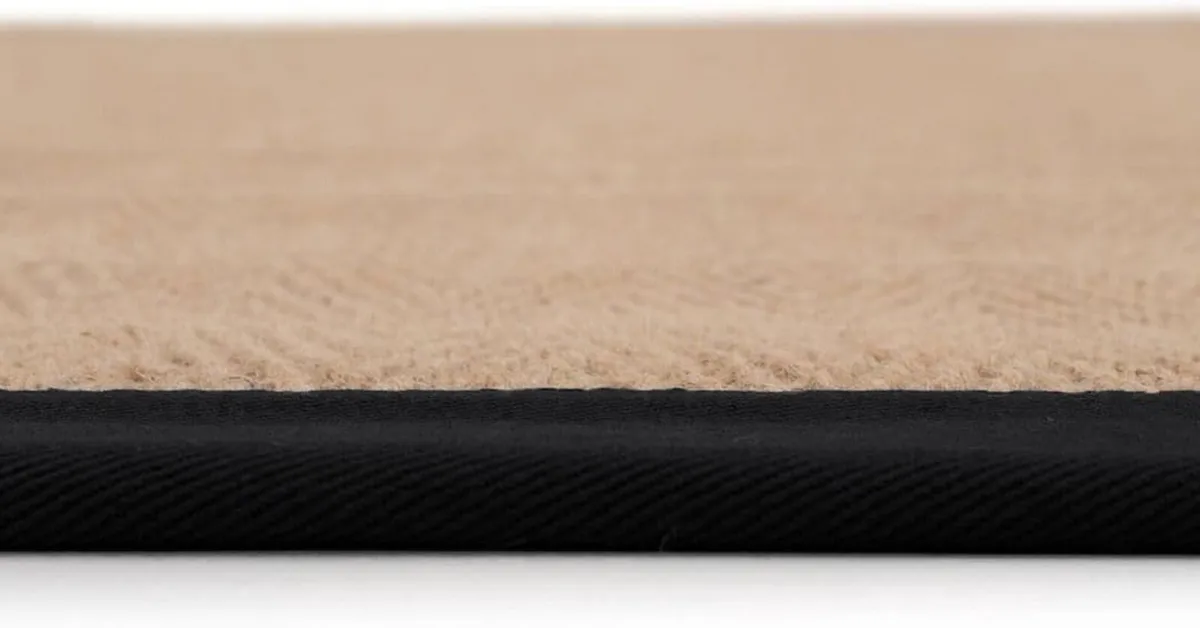 Jute Black Cotton Bordered Rugs Brown Beige - Image 3