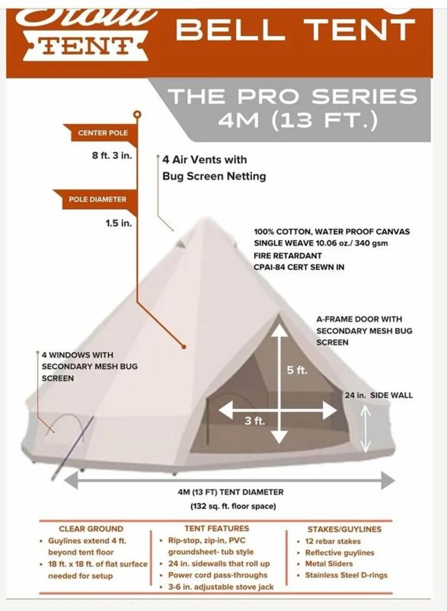 Stout Bell Tent 13' Brand New - Image 2