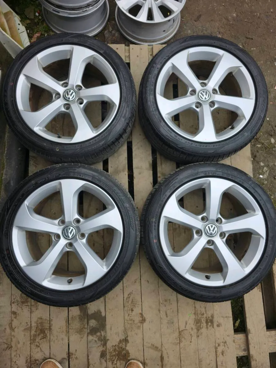 Set of 17" Genuine VW GTI Alloys Good Tyres - Image 1