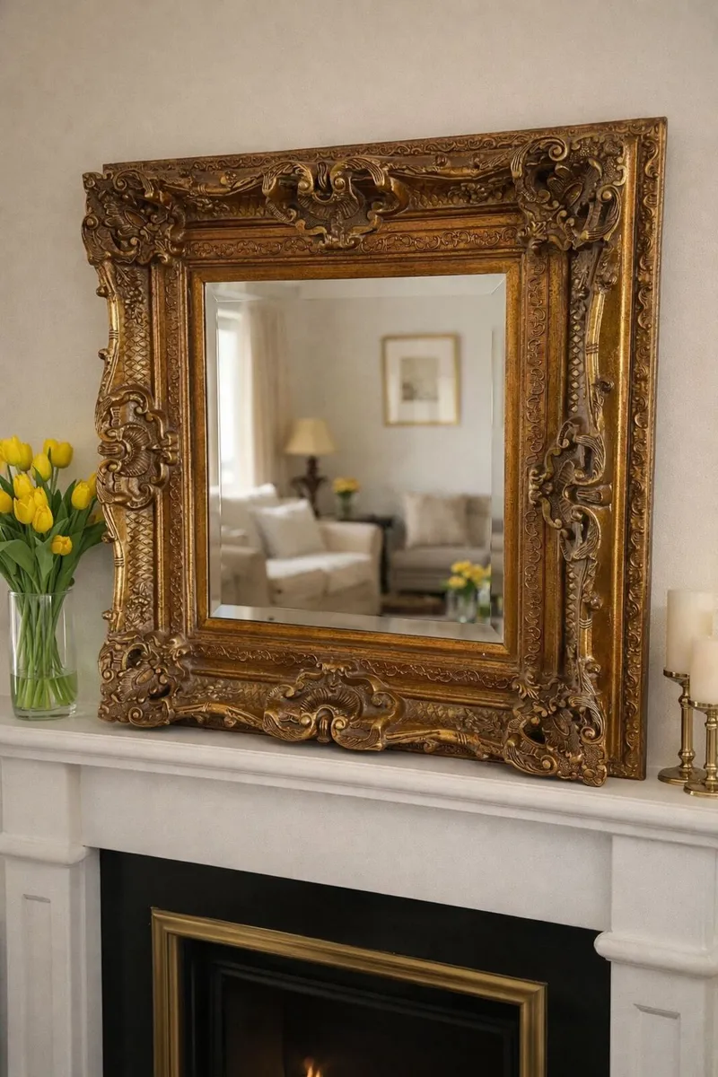 Large Ornate Gold Wall Mirror – Vintage Style Hall - Image 1