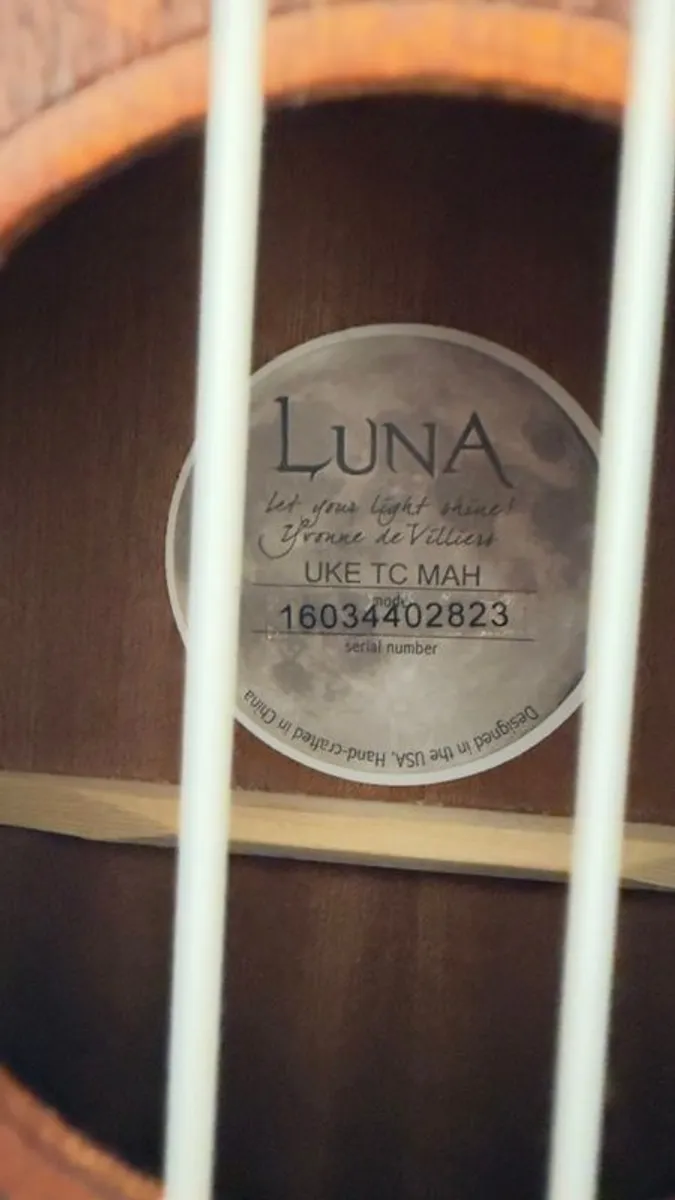 Luna Tattoo Concert Ukulele - Mahogany with Etched Design - Image 2