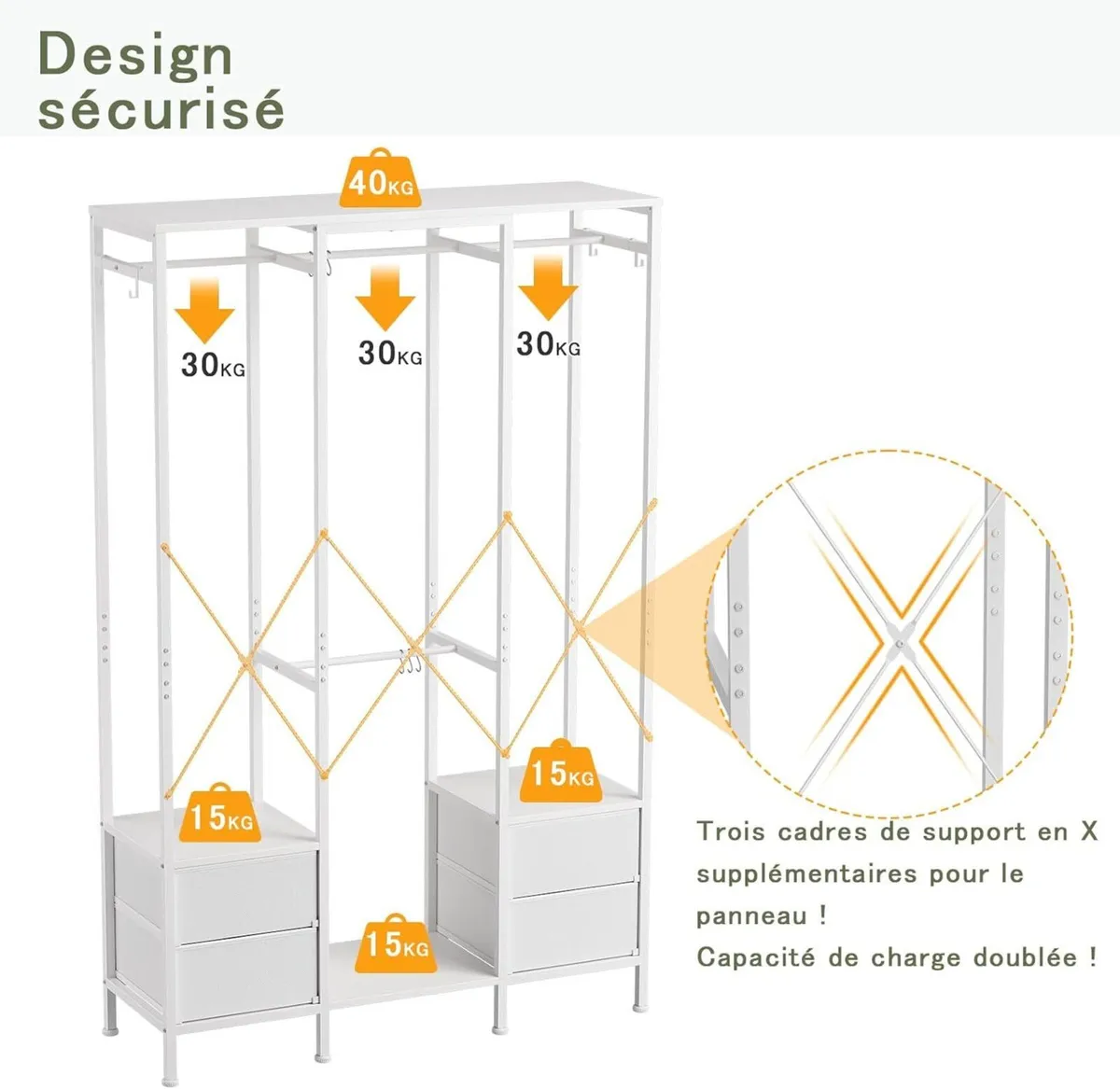 Clothes Rack for Hanging Heavy Duty Rail with - Image 4