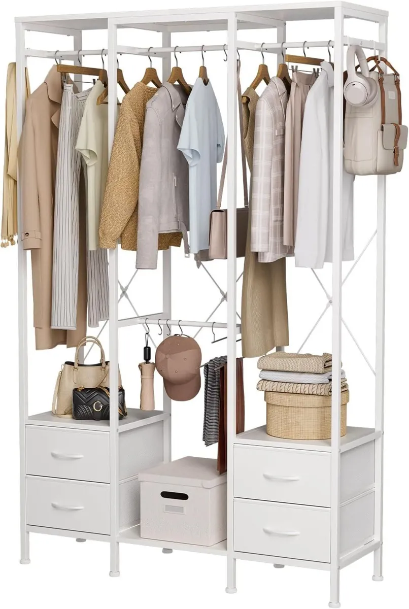 Clothes Rack for Hanging Heavy Duty Rail with - Image 1