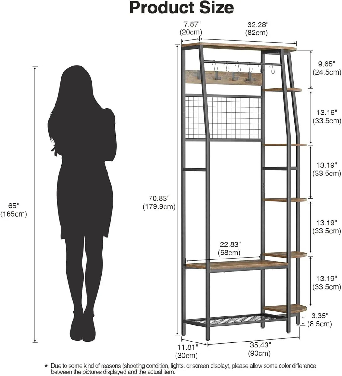 Large Coat Rack Stand with Shoe Storage and 5 - Image 2
