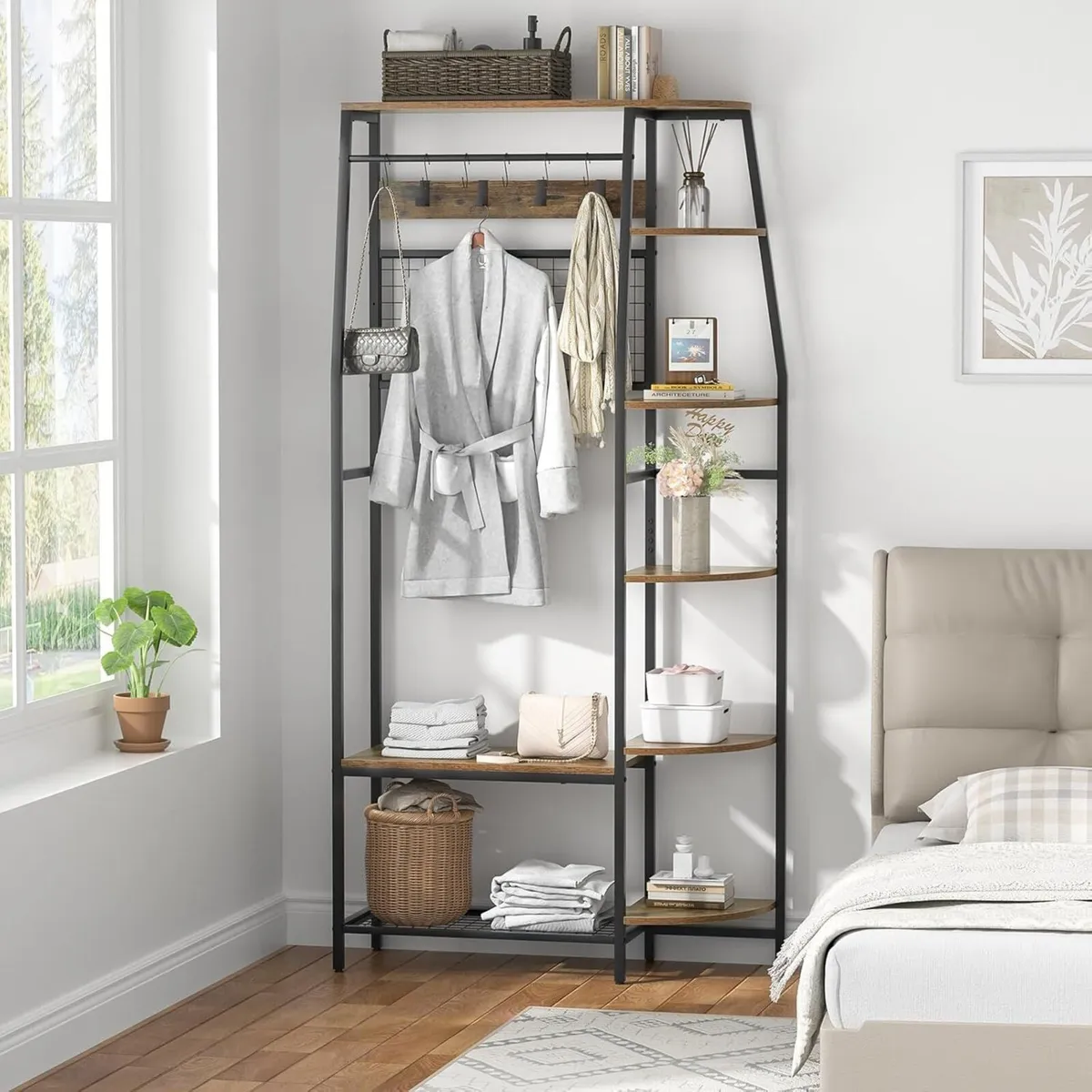Large Coat Rack Stand with Shoe Storage and 5 - Image 4