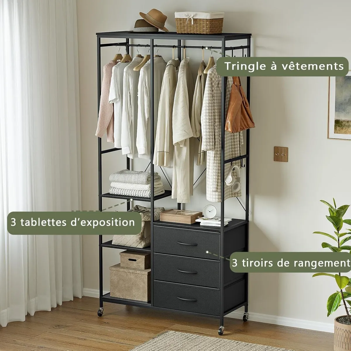 Clothes Rack Heavy Duty Clothing Rail Freestanding - Image 4