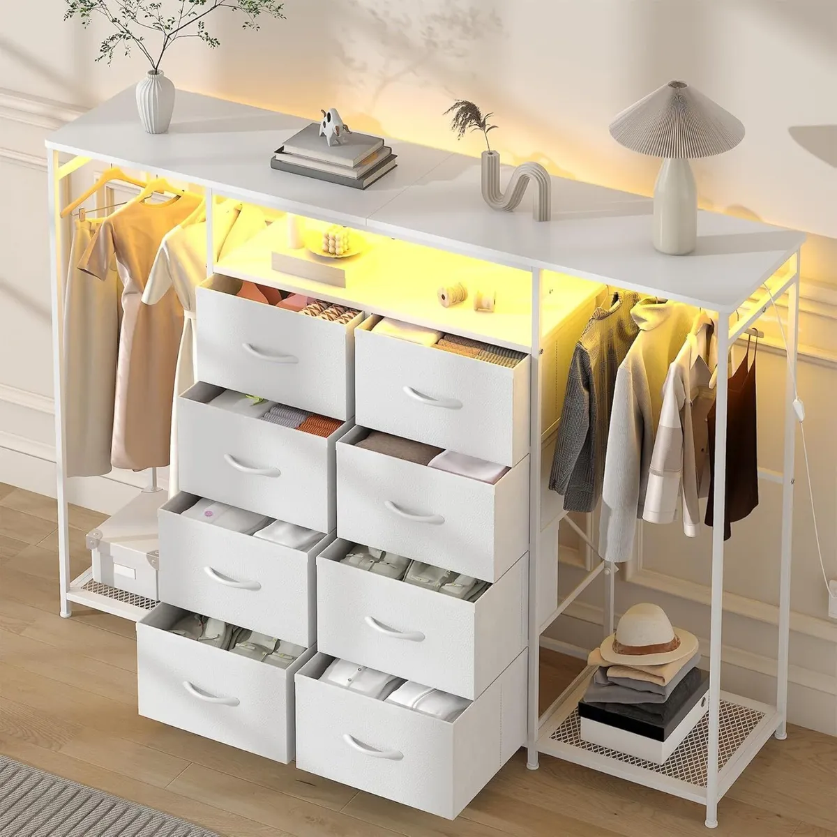 8-Drawer Dresser for Bedroom with Hanging Rack - Image 3