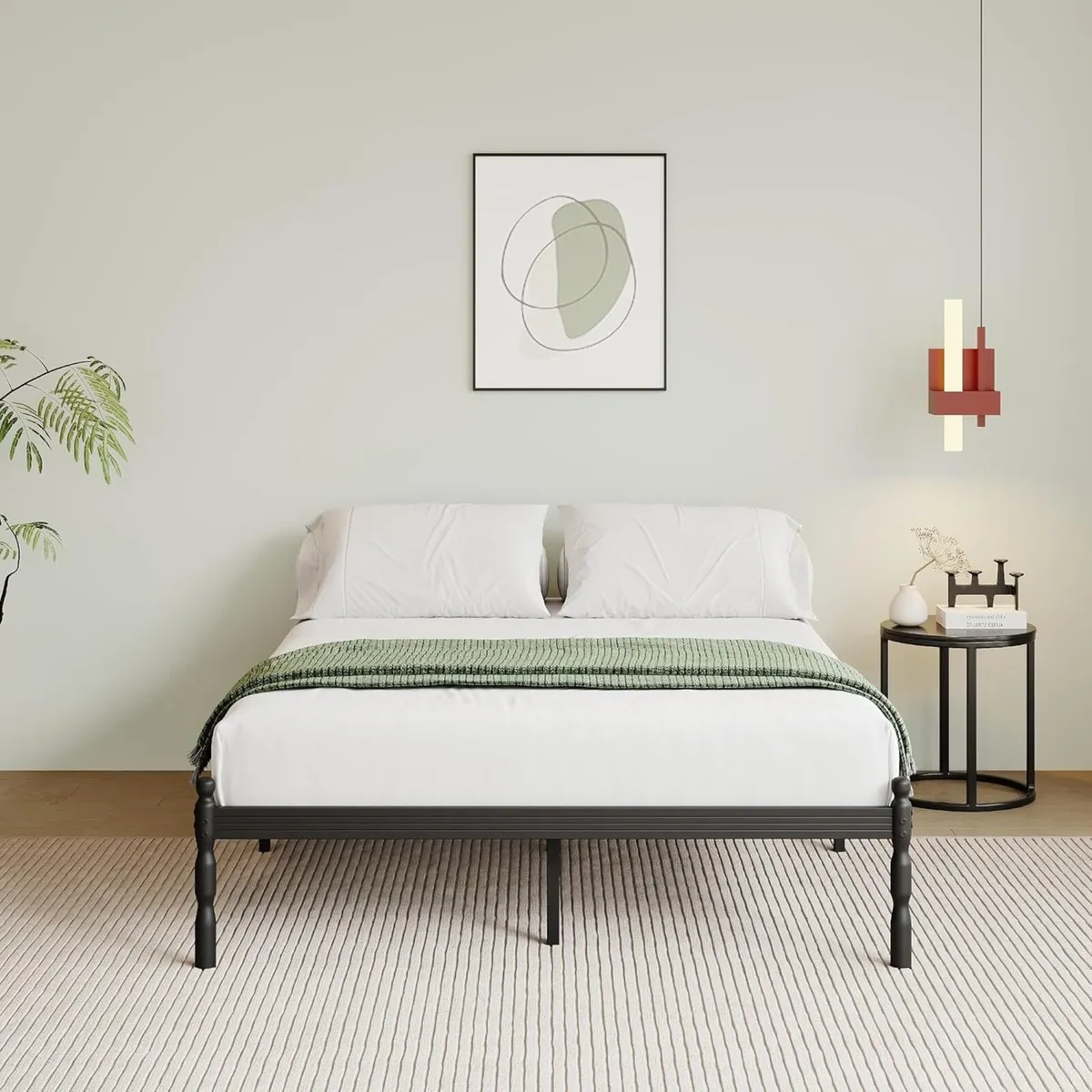 Metal Double Bed Frame with Underbed Storage and - Image 3