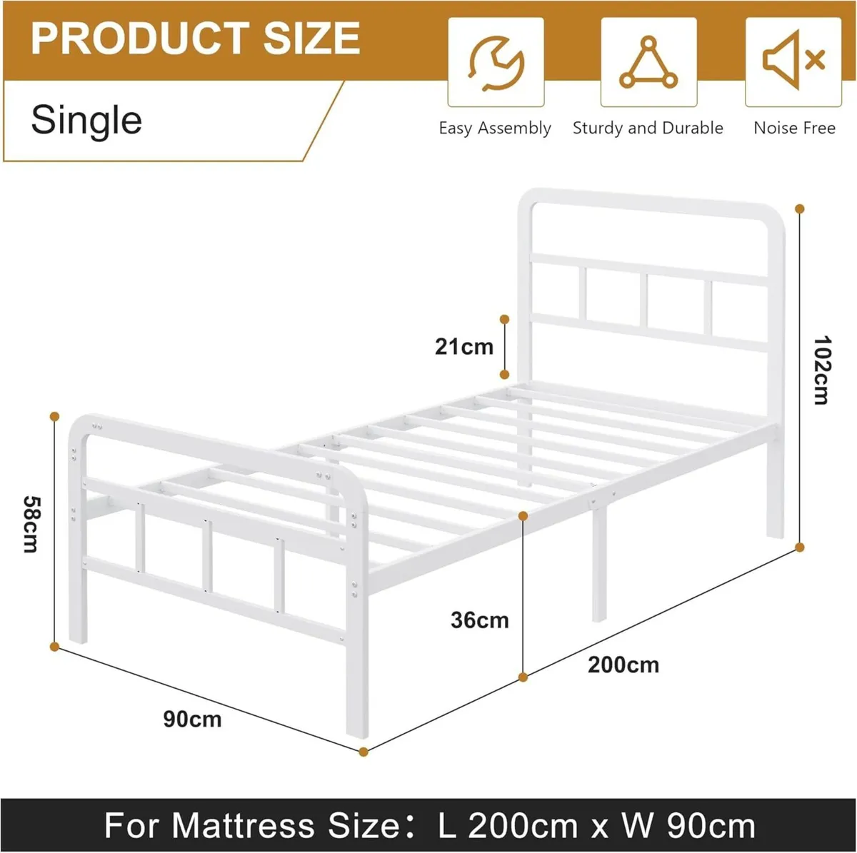 Single Bed Frame with Curved Headboard and - Image 2