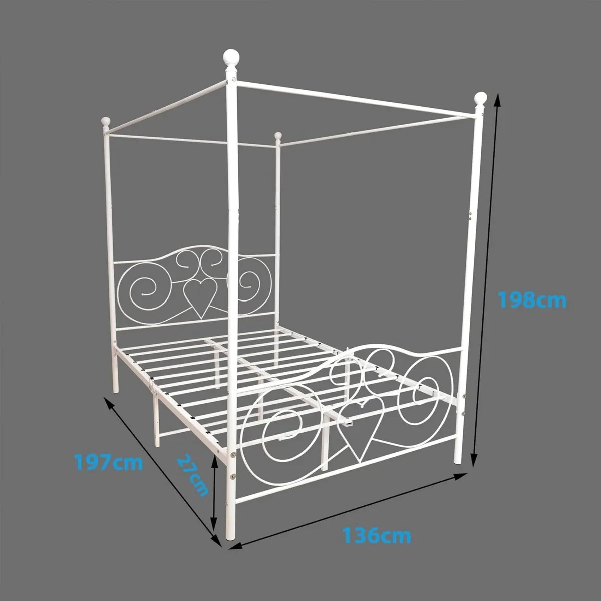 Double Canopy Bed Frame Platform， Metal Heavy - Image 2